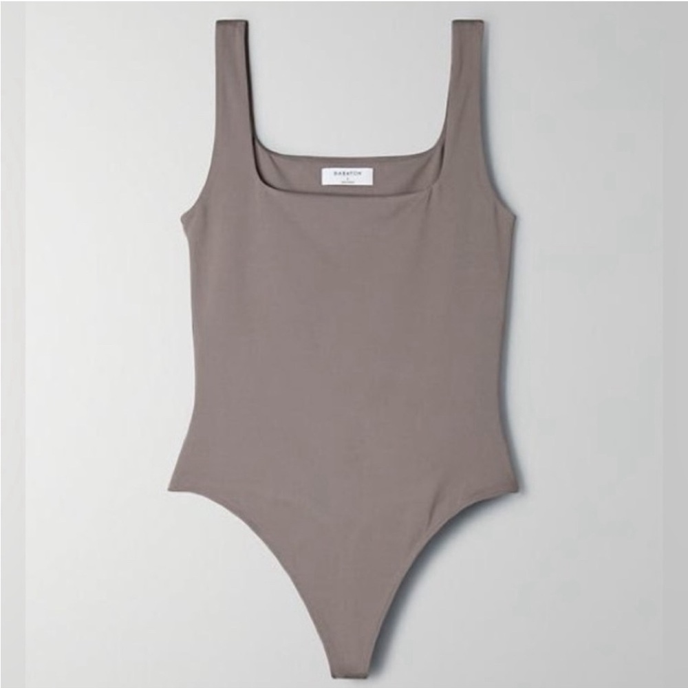 nwot Babaton contour square neck bodysuit XS stone taupe